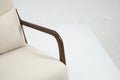 Mid Century Modern Accent Chair With Wood Frame, Upholstered Living Room Chairs With Waist Cushion, Reading Armchair For Bedroom Sunroom White Cotton Velvet