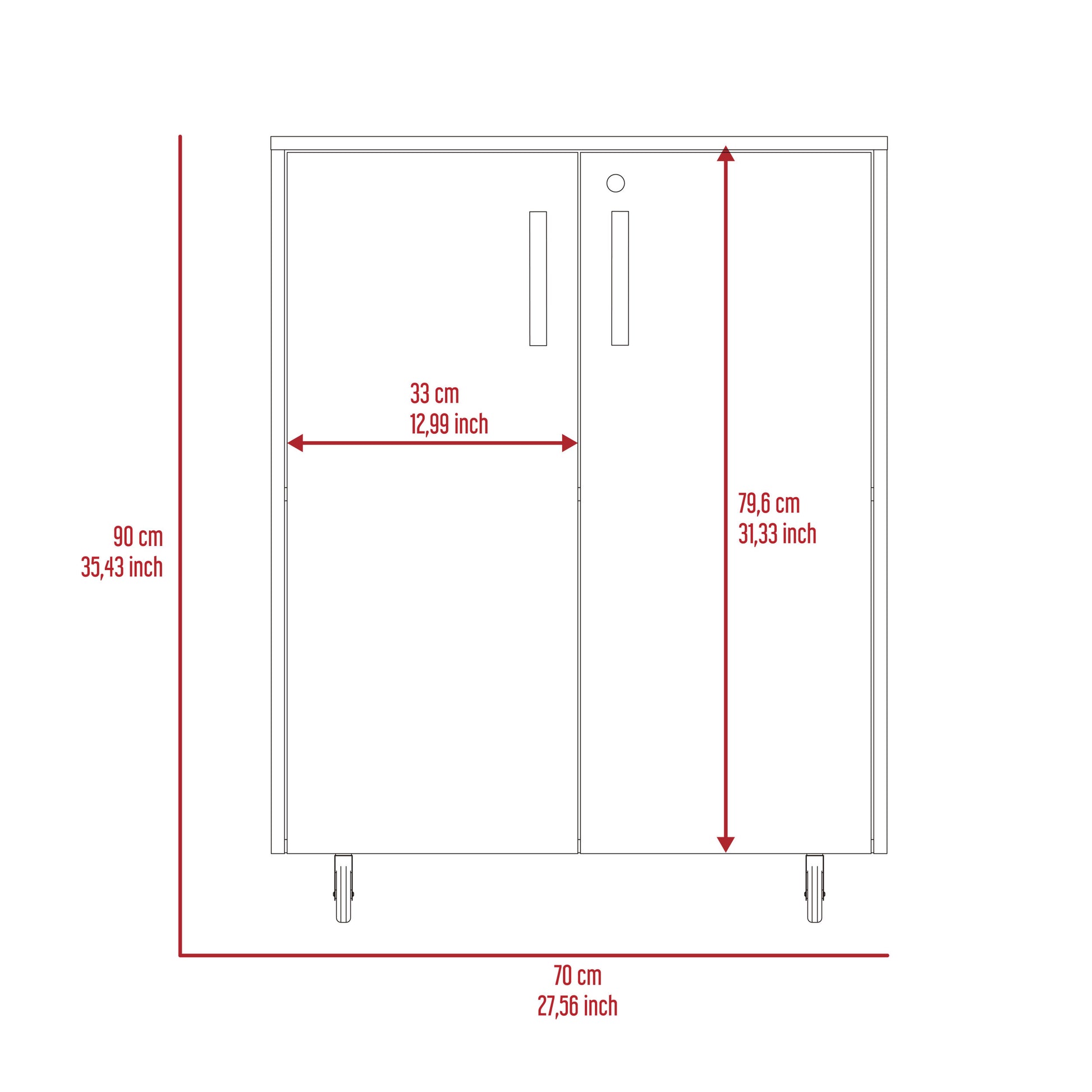 Storage Cabinet Lions, Double Door And Casters, Black Wengue Finish Gray Particle Board