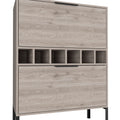 Bar Cabinet Puertu, Six Wine Cubbies, Double Door Cabinet, Light Gray Finish Light Gray Particle Board