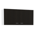 Wall Cabinet Toran, Two Shelves, Double Door, Black Wengue Finish Black Particle Board