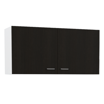 Wall Cabinet Toran, Two Shelves, Double Door, Black Wengue Finish Black Particle Board