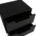 Nightstand Skyoner 2, Harpin Legs, Two Drawers, Black Wengue Finish Black Particle Board