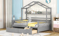 Wooden Full Size House Bed With 2 Drawers,Kids Bed With Storage Shelf, Gray Gray Wood