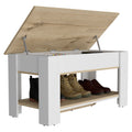 Storage Table Polgon, Extendable Table Shelf, Lower Shelf, Light Oak White Finish Light Oak Particle Board