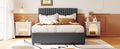 Full Size Upholstered Platform Bed With 2 Drawers And 1 Twin Size Trundle, Classic Headboard Design, Gray Gray Linen