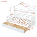 Wooden Twin Size House Bed With 2 Drawers,Kids Bed With Storage Shelf, White White Wood