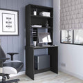 Computer Desk Monroe, Four Shelves, Black Wengue Finish Black Particle Board