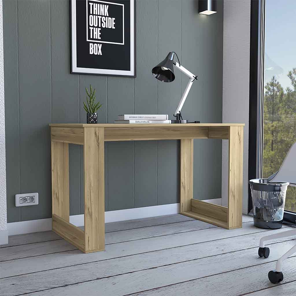 Computer Desk Albion With Large Worksurface And Legs, Light Oak Finish Light Oak Particle Board