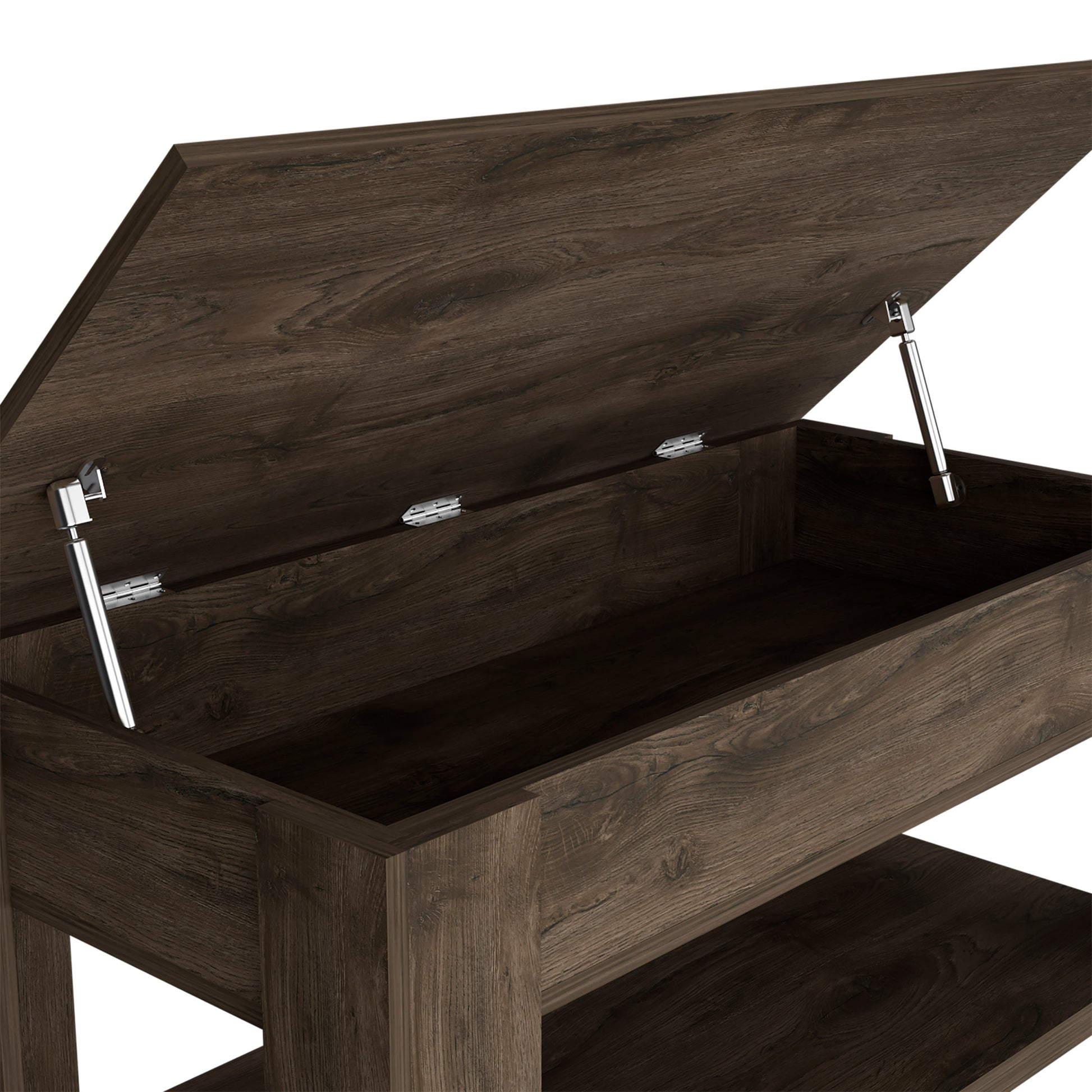 Storage Table Polgon, Extendable Table Shelf, Lower Shelf, Dark Brown Finish Dark Brown Particle Board