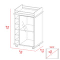 Bar Cart Baltimore, Six Wine Cubbies, Glass Door, Four Caster, Two Shelves, White Finish White Particle Board