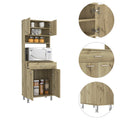 Pantry Piacenza,Two Double Door Cabinet, Light Oak Finish Light Oak Particle Board