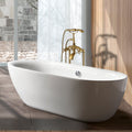 Freestanding Bathtub Faucet With Hand Shower Brushed Gold Metal