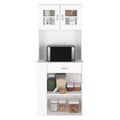 Pantry Double Door Cabinet Folbert, Three Side Shelves, White Finish White Particle Board