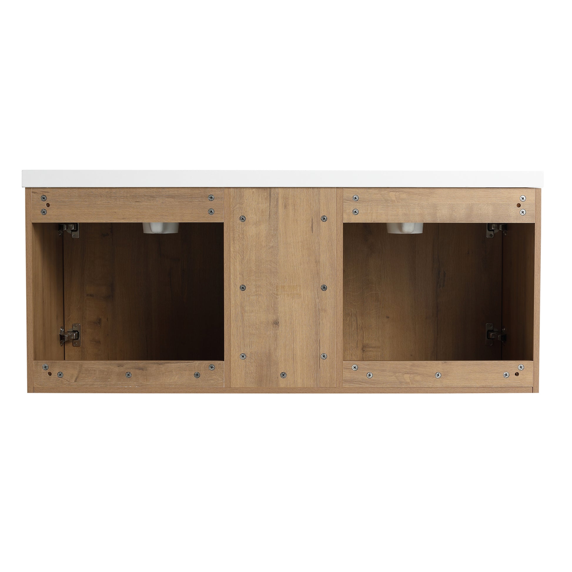 48" Wall Mounted Bathroom Vanity With Double Sink, Soft Closing Door Hinge Kd Package Bvb07248Imox Grb4840D Imitative Oak 2 Bathroom Wall Mounted Modern Plywood