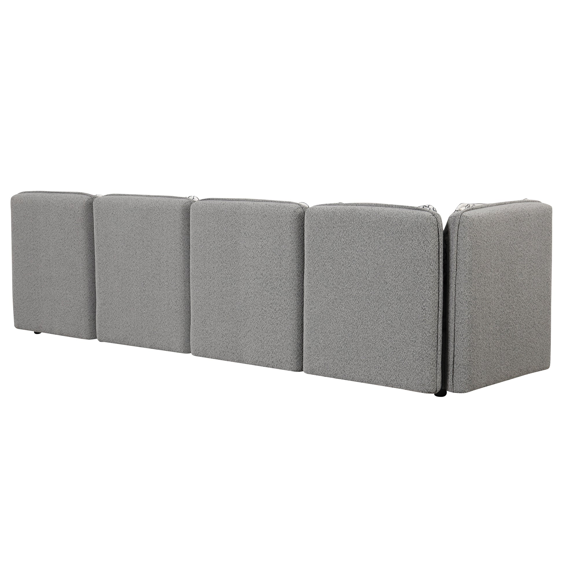 122.8" Convertible Modular Minimalist Sofa Free Combination 4 Seater Sofa Chenille Fabric Sectional Sofa With 5 Pillows For Living Room, Office, Apartment, Small Space, Gray Gray Foam Chenille 4 Seat