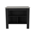 Kitchen Island Dozza, Three Shelves, Black Ibiza Marble Color Finish Multicolor Particle Board