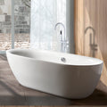 Freestanding Bathtub Faucet With Hand Shower White Metal