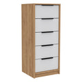 5 Drawers Dresser Maryland, Metal Handle, White Pine Finish Multicolor Particle Board