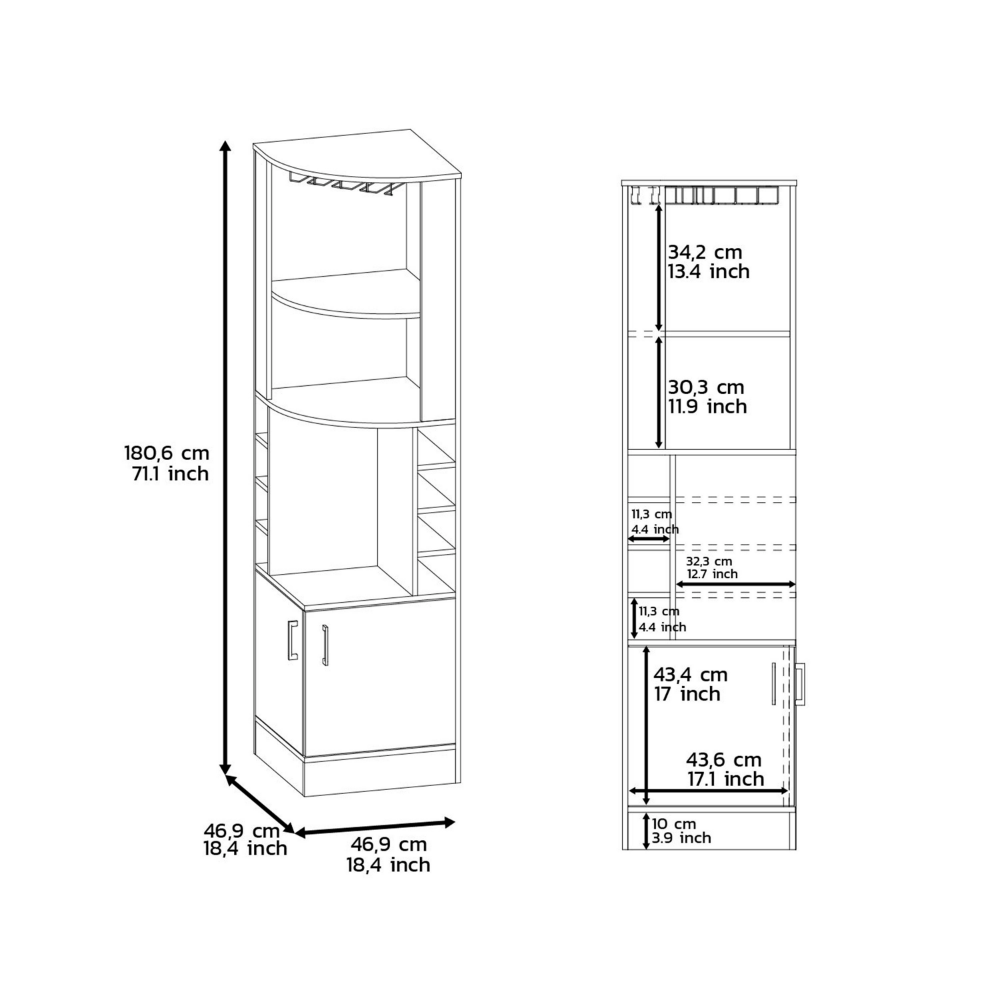 Bar Cabinet Papprika, 8 Wine Cubbies, Double Door, Dark Brown Finish Dark Brown Particle Board