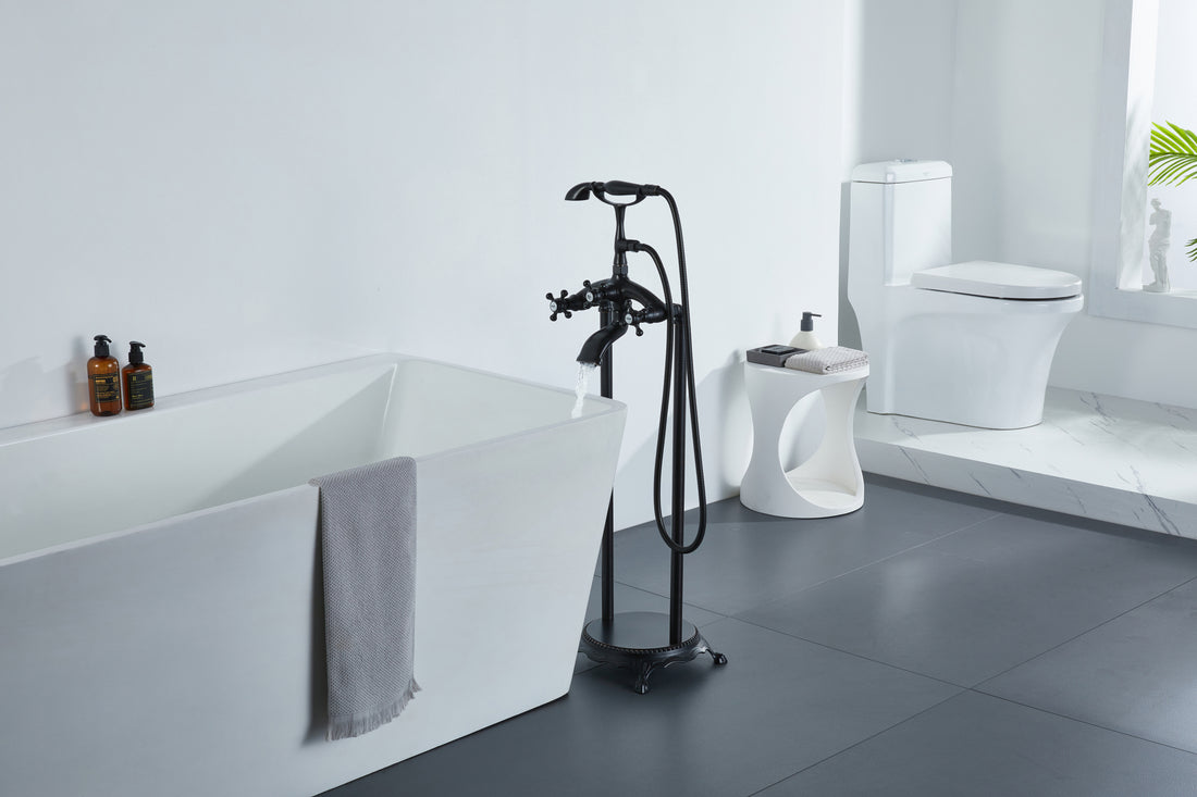 Freestanding Bathtub Faucet With Hand Shower Oil Rubbed Bronze Metal
