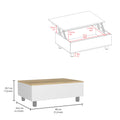 Lift Top Coffee Annapolis, Storage Compartment, White Light Oak Finish White Light Oak Particle Board