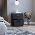 Nightstand Chequered, Two Drawers, Black Wengue Finish Black Particle Board