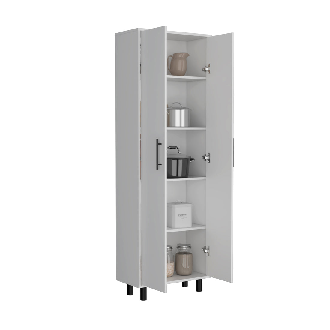 Multistorage Manacor, Five Shelves, White Finish White Particle Board