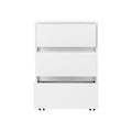 Three Drawers Bang, Filing Cabinet, Roller Blade Glide, White Finish White Particle Board