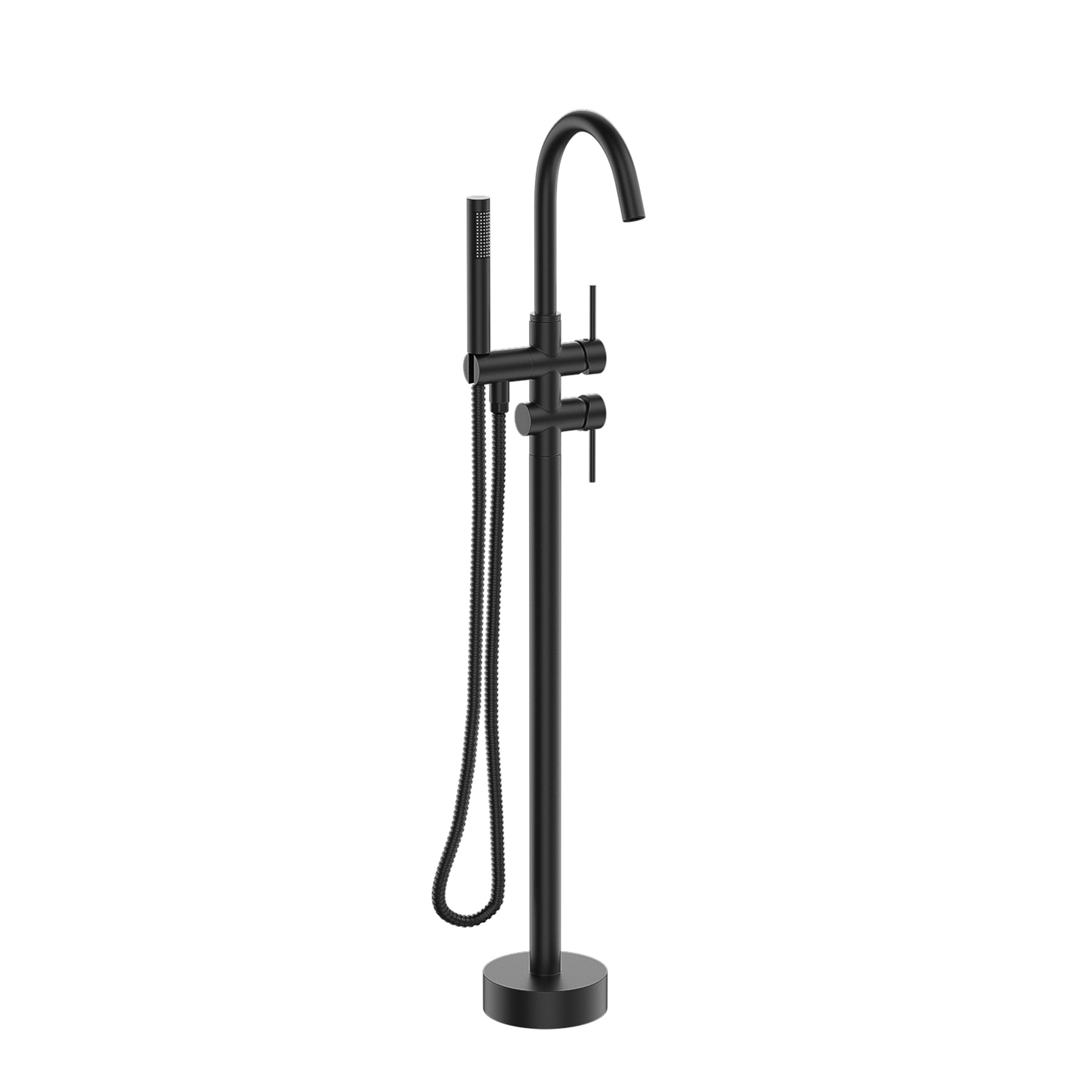 Freestanding Bathtub Faucet With Hand Shower Matte Black Metal