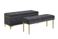 Large Storage Benches Set, Trim 2 In 1 Combination Benches, Tufted Velvet Benches With Gold Leg For Living Room, Entryway, Hallway, Bedroom Support 250Lbs Grey Fabric