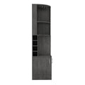 Bar Cabinet Papprika, 8 Wine Cubbies, Double Door, Smokey Oak Finish Gray Particle Board