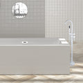 Freestanding Bathtub Faucet With Hand Shower White Metal