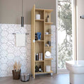 Corner Cabinet Womppi, Five Open Shelves, Single Door, Light Oak Finish Light Oak Particle Board