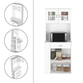 Pantry Double Door Cabinet Folbert, Three Side Shelves, White Finish White Particle Board