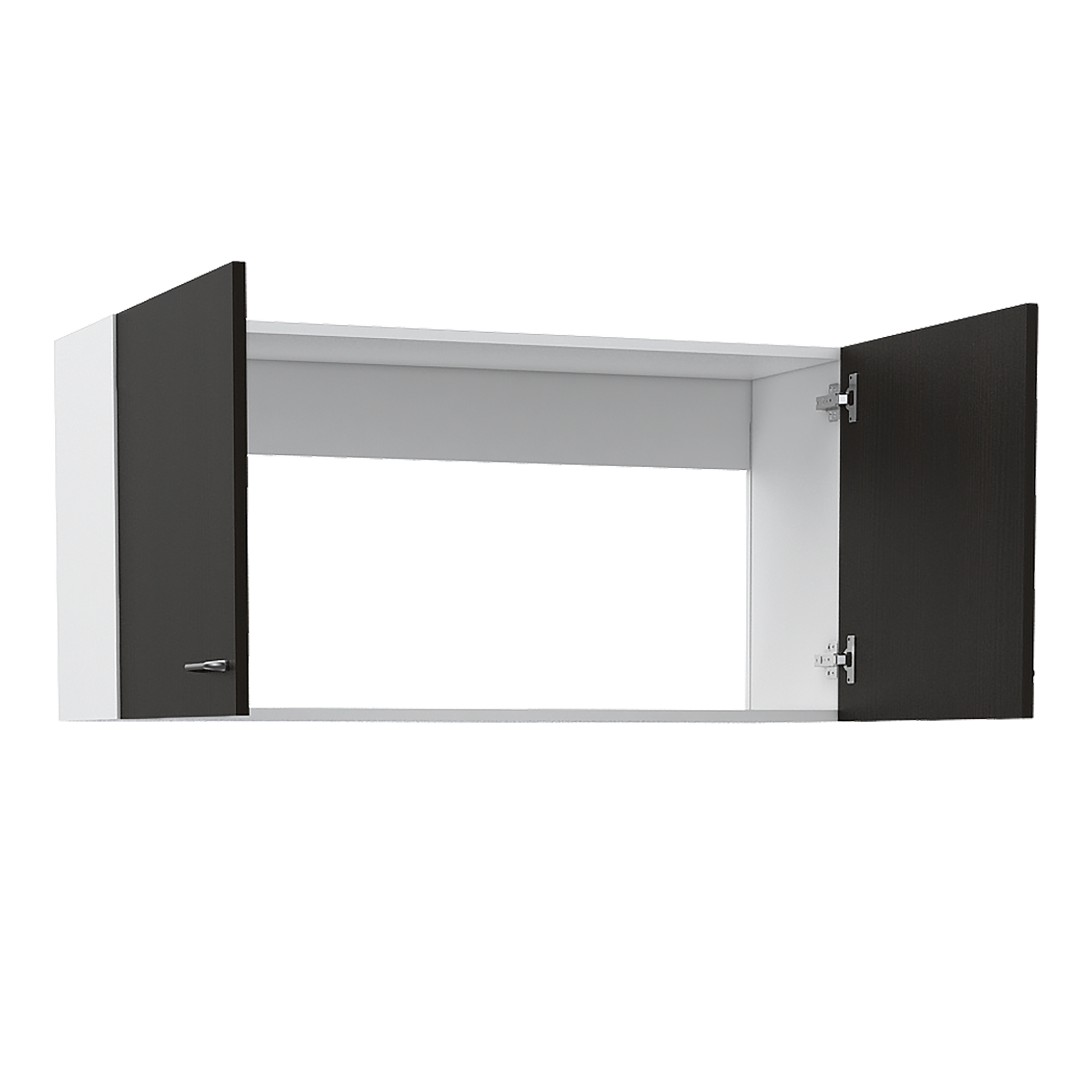 Wall Cabinet Toran, Two Shelves, Double Door, Black Wengue Finish Black Particle Board