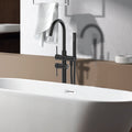 Freestanding Bathtub Faucet With Hand Shower Matte Black Metal