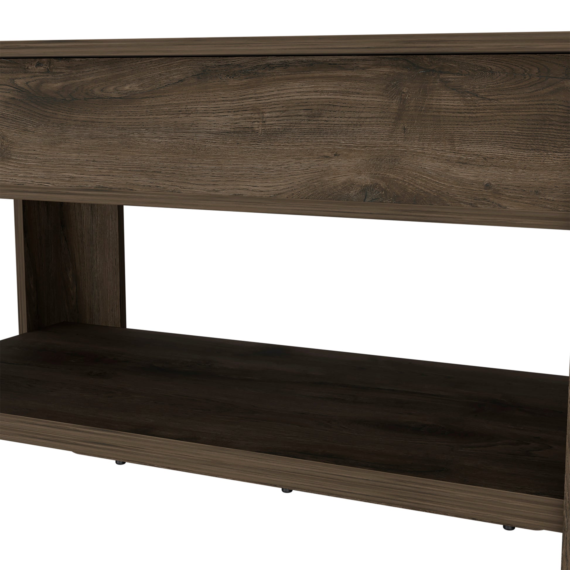 Storage Table Polgon, Extendable Table Shelf, Lower Shelf, Dark Brown Finish Dark Brown Particle Board