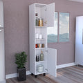 Pantry Cabinet Almada, Three Interior Shelves, White Finish White Particle Board