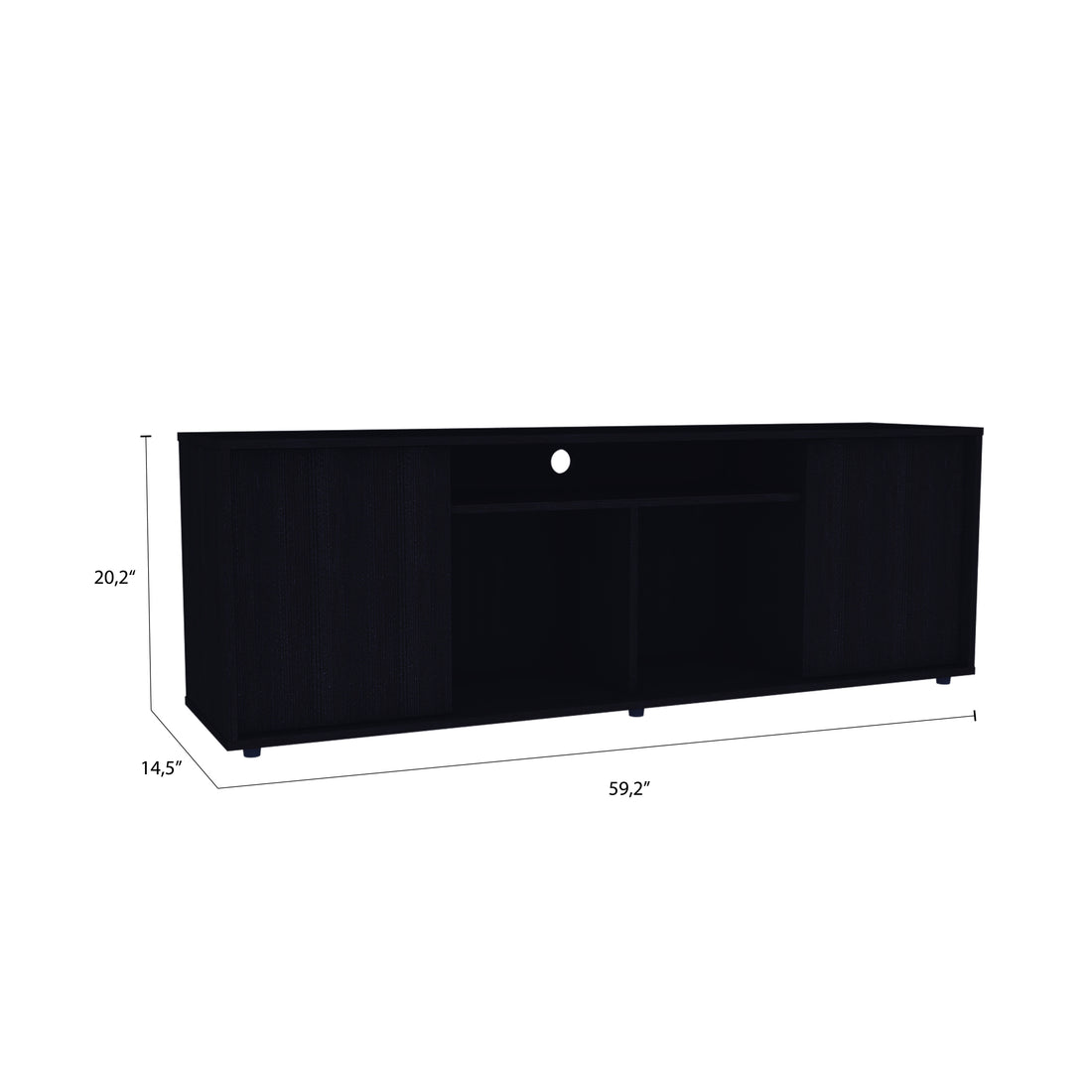 Tv Stand For Tv S Up 60" Tucson, Four Shelves, Black Wengue Finish Black 50 59 Inches Particle Board