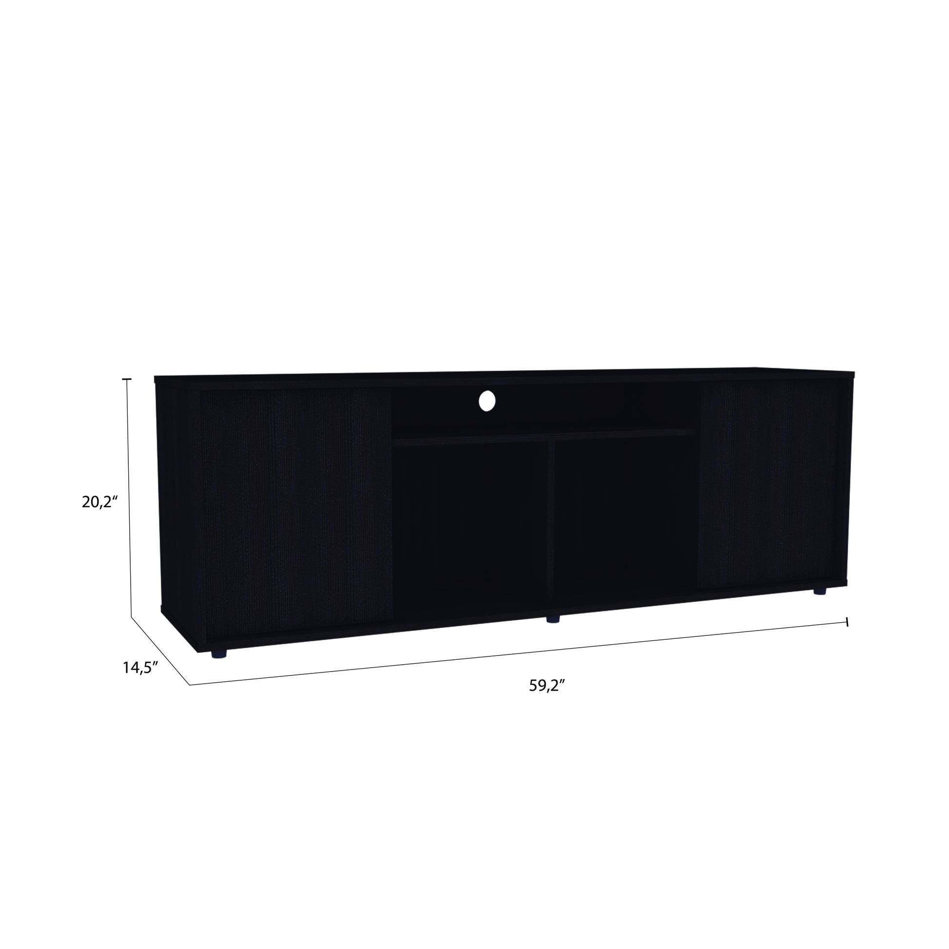 Tv Stand For Tv S Up 60" Tucson, Four Shelves, Black Wengue Finish Black 50 59 Inches Particle Board