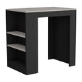 Kitchen Island Doyle, Three Side Shelves, Black Ibiza Marble Color Finish Black Particle Board