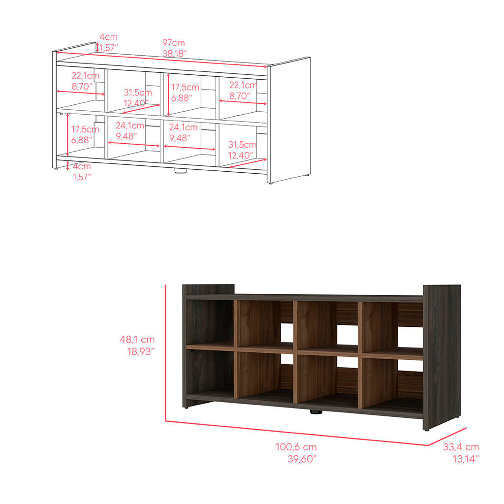 Shoe Rack Augusta, Eight Shoe Capacity, Espresso Mahogany Finish Espresso Particle Board