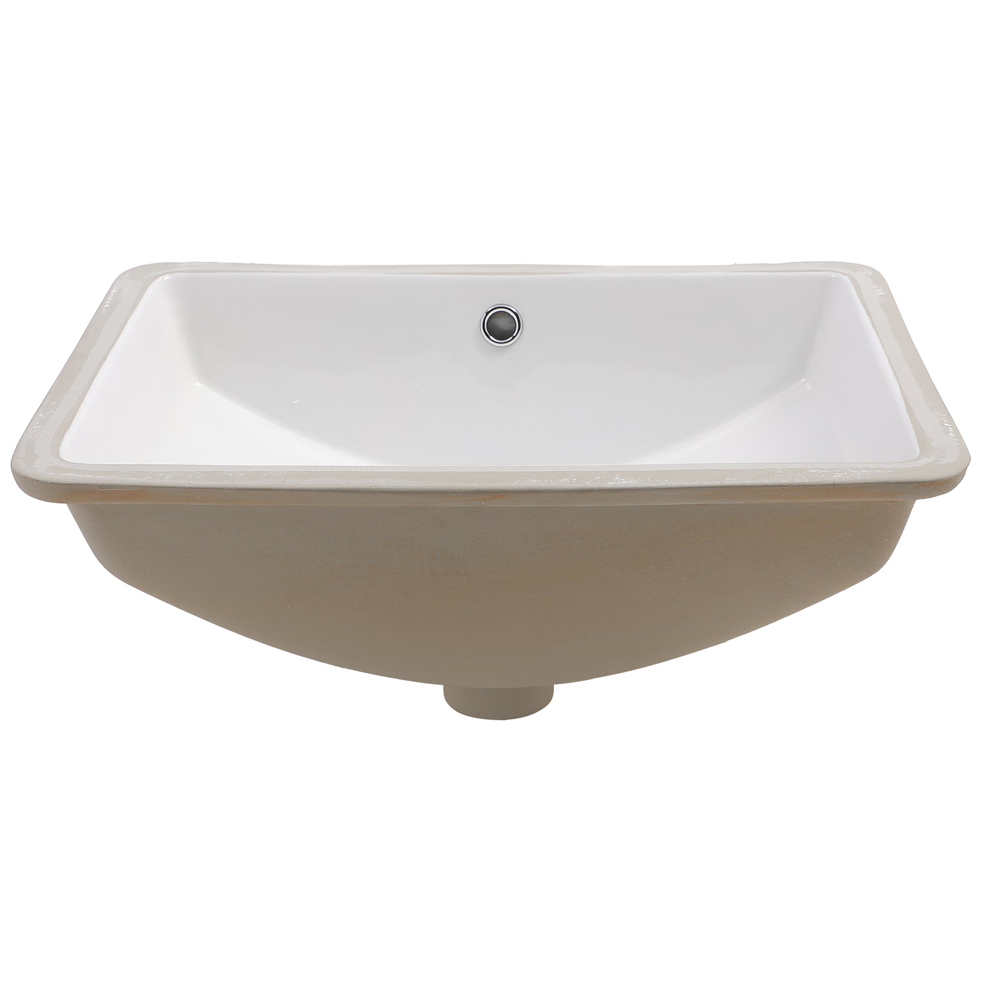 21"X14" White Ceramic Rectangular Undermount Bathroom Sink With Overflow White Ceramic