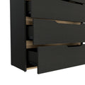 Dresser Oboe, Superior Top, Four Drawers, Black Wengue Light Oak Finish Light Oak Particle Board