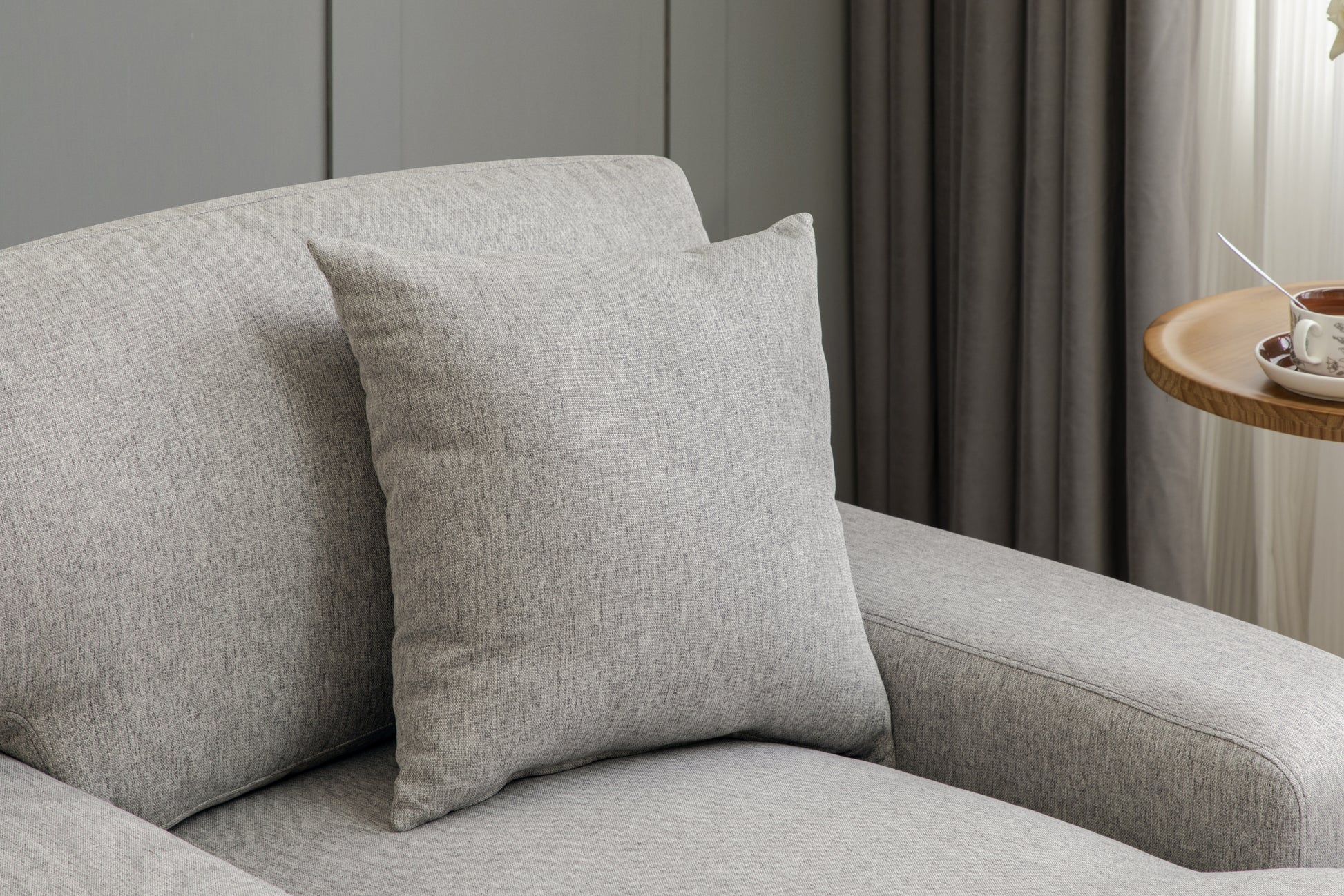 Modern Mid Century Indoor Oversized Chaise Lounger Comfort Sleeper Sofa With Pillow And Soild Wood Legs, Linen, Gray Gray Linen