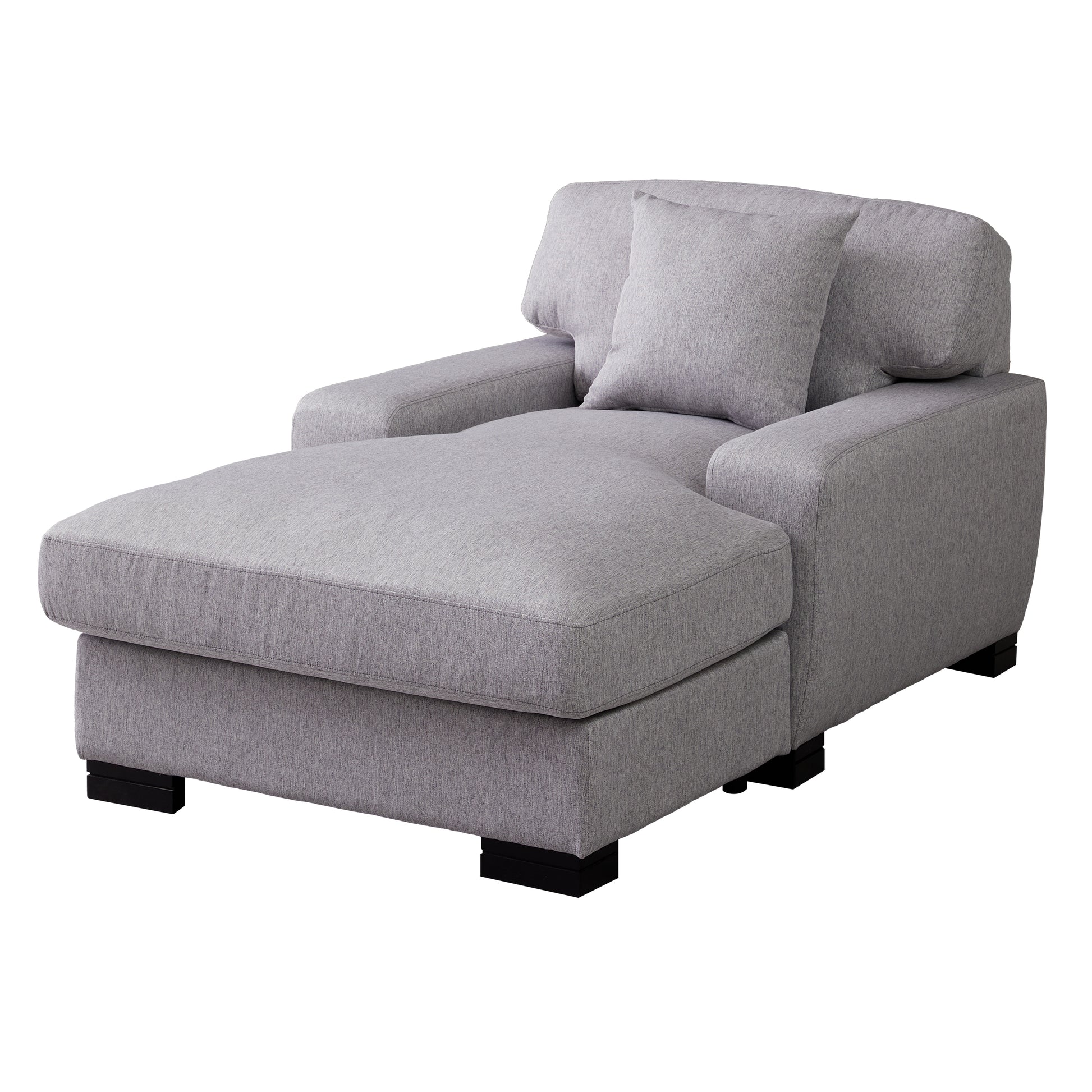 Modern Mid Century Indoor Oversized Chaise Lounger Comfort Sleeper Sofa With Pillow And Soild Wood Legs, Linen, Gray Gray Linen