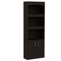 Bookcase Denver, Metal Hardware, Black Wengue Finish Black Particle Board