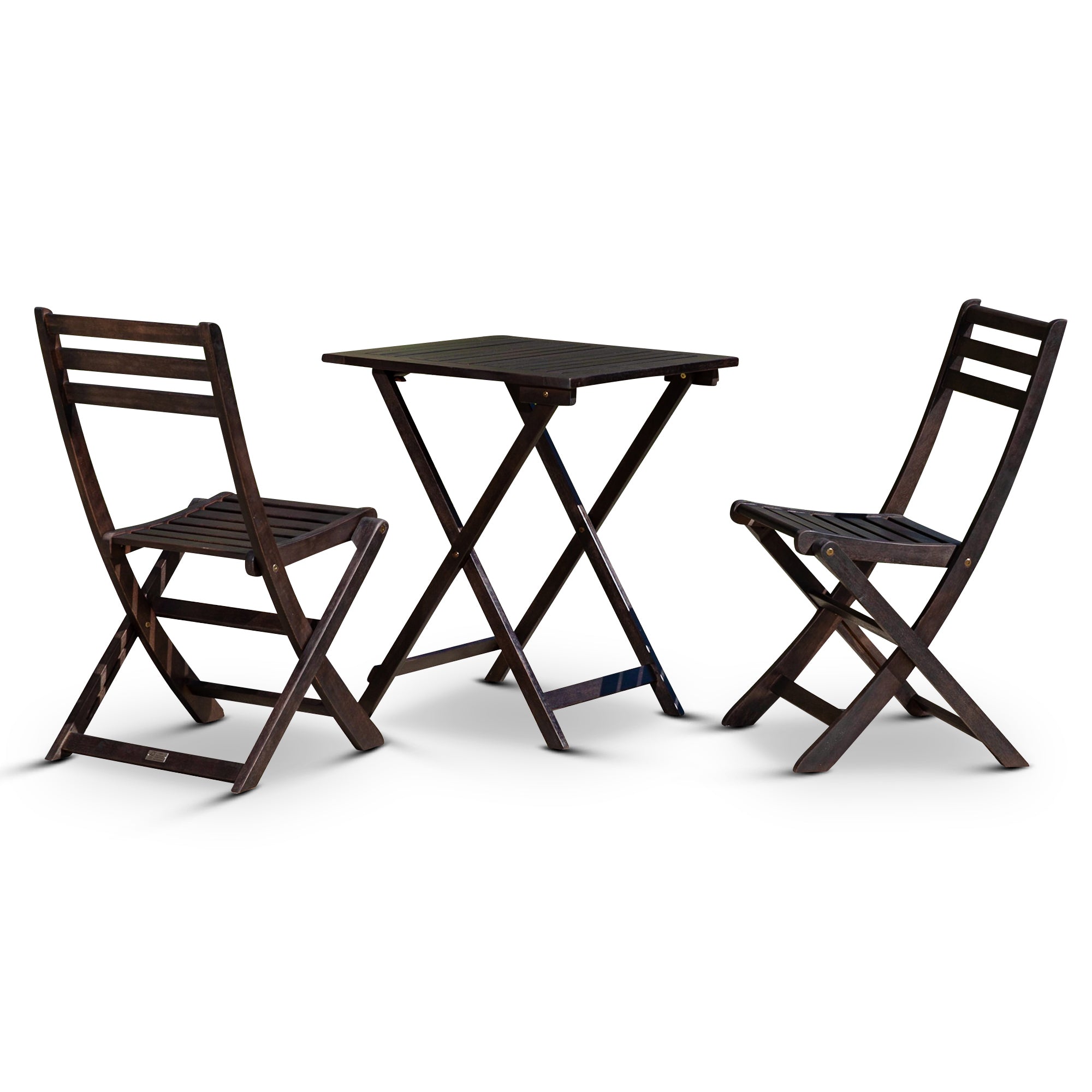 3 Piece Eucalyptus Bistro Set, Square, Espresso Espresso Eucalyptus