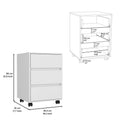 Three Drawers Bang, Filing Cabinet, Roller Blade Glide, White Finish White Particle Board