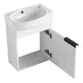 Soft Close Doors Bathroom Vanity With Sink,16 Inch For Small Bathroom Gloss White 1 Bathroom Wall Mounted Plywood